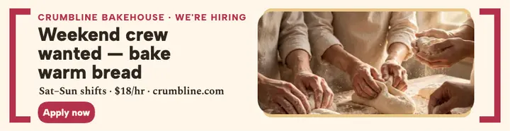 Crumbline Bakehouse weekend crew billboard template