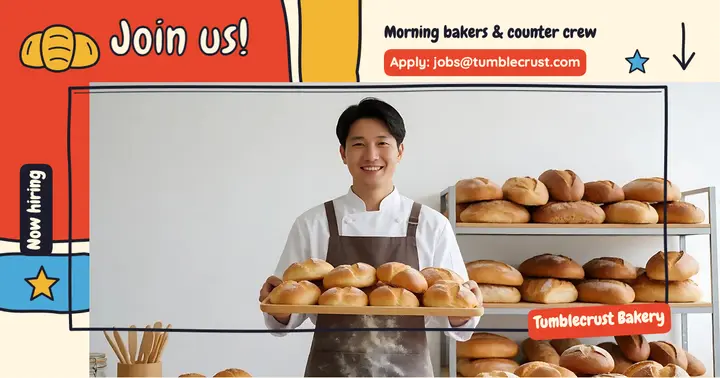 Tumblecrust Bakery hiring doodle post template