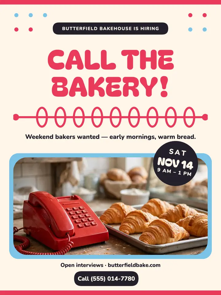 Butterfield bakery hiring hotline post template
