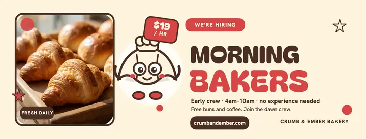 Crumb and Ember morning bakers hiring cover template