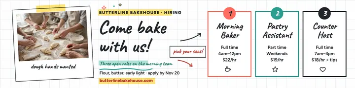 Butterline Bakehouse hiring sketchnote banner template