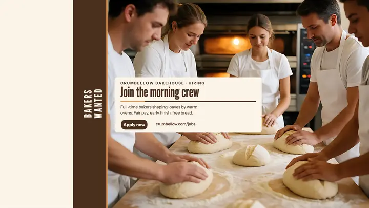 Crumbellow bakers wanted spine banner template