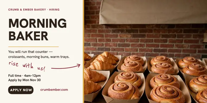 Crumb and Ember morning baker hiring post template