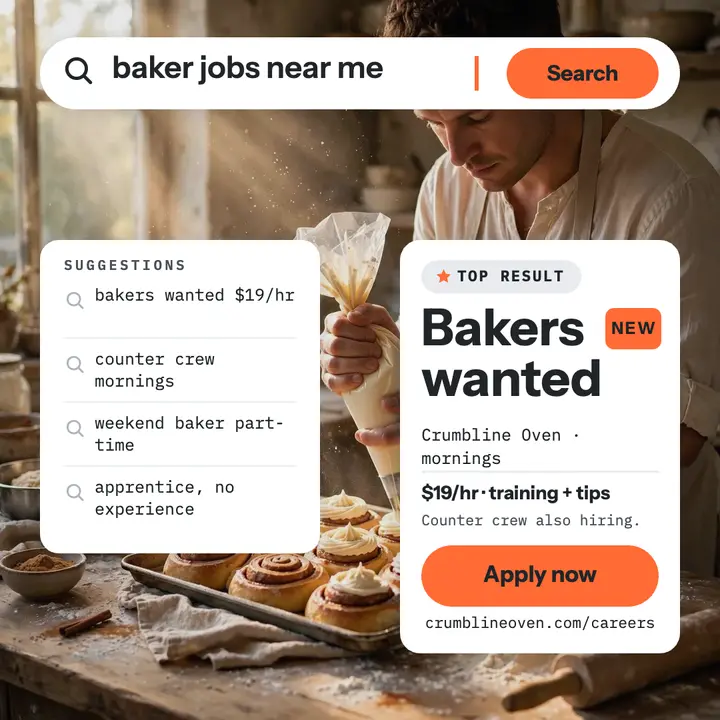 Crumbline Oven bakers hiring search post: bakery hiring post template