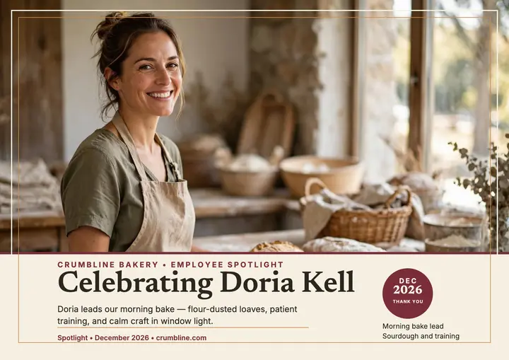 Crumbline Bakery lead spotlight certificate template