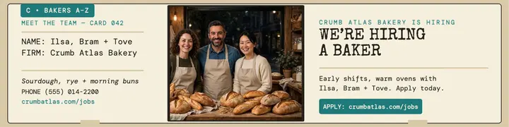 Crumb Atlas bakery meet the team banner template
