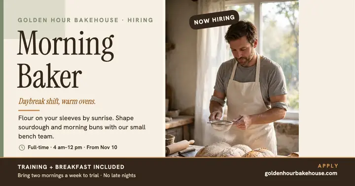 Golden Hour Bakehouse morning baker post template