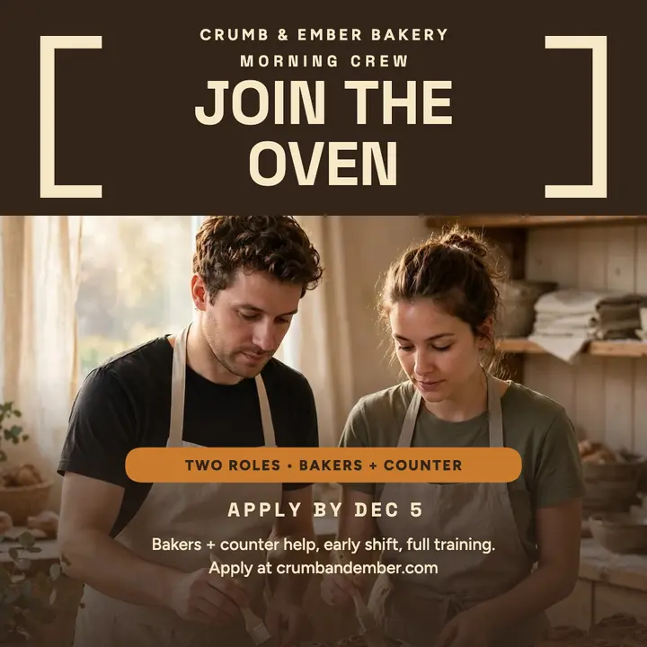Crumb and Ember morning crew hiring post template