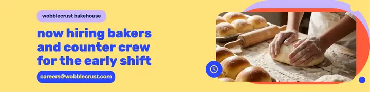 Wobblecrust Bakehouse now hiring LinkedIn banner template
