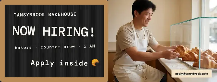 Bakery now hiring letterboard cover: bakery hiring facebook cover template