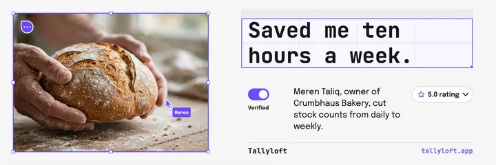 Bakery owner app review X header, UI fragments template