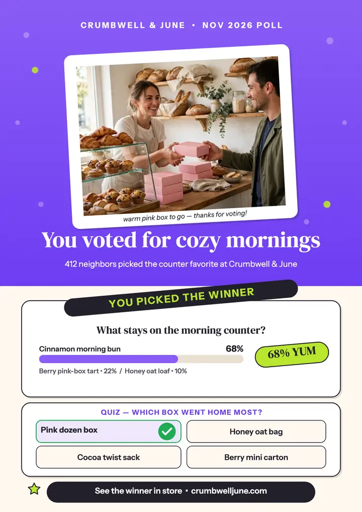 Crumbwell poll results flyer: poll results flyer template