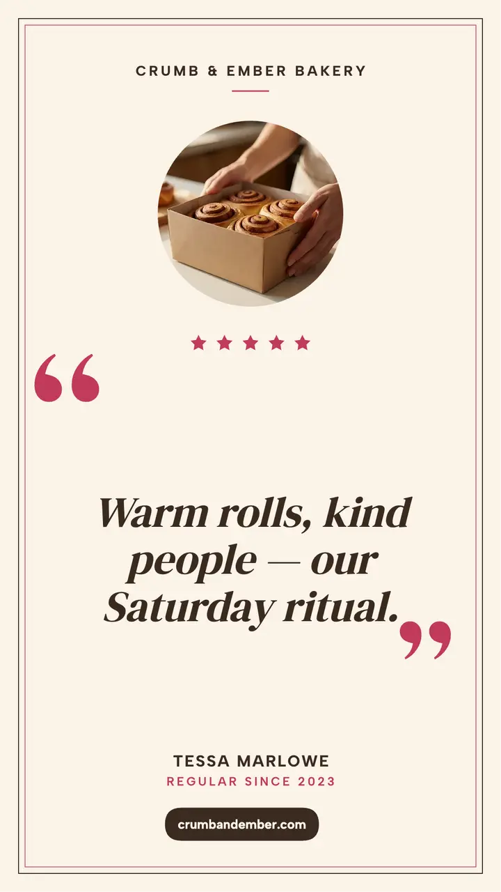 Crumb and Ember bakery review story template