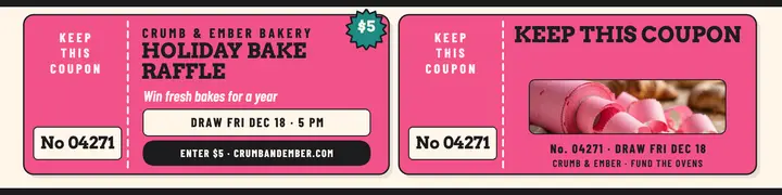 Crumb and Ember bakery raffle banner template
