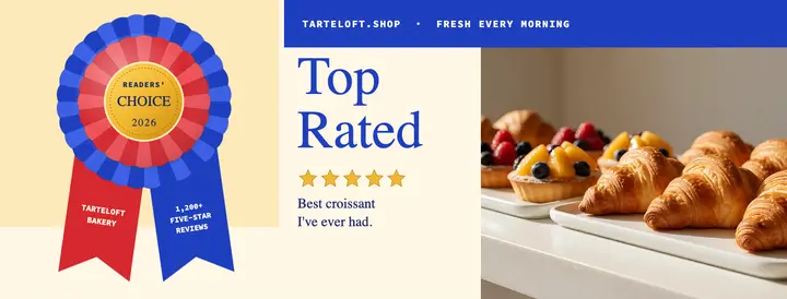 Tarteloft readers' choice rosette cover: bakery readers' choice facebook cover template