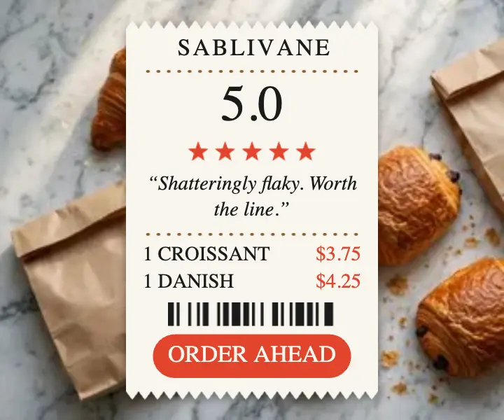 Sablivane bakery croissant receipt review ad template
