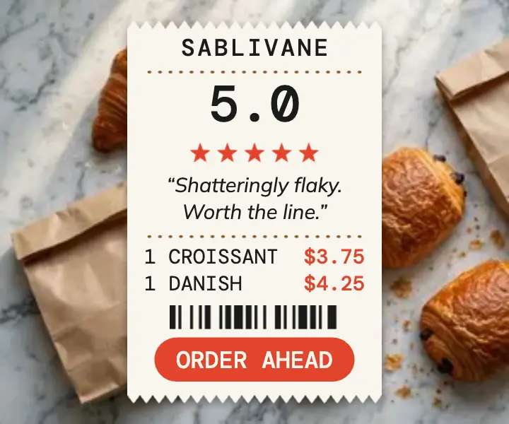 Sablivane bakery croissant receipt review ad template