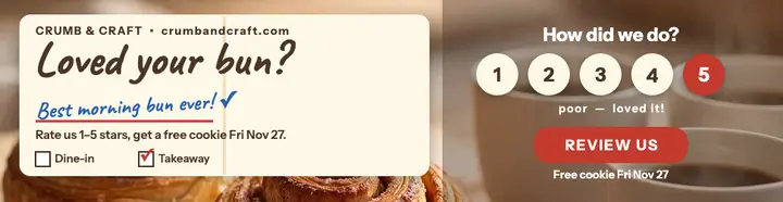 Crumb and Craft bakery review billboard: bakery review ad template