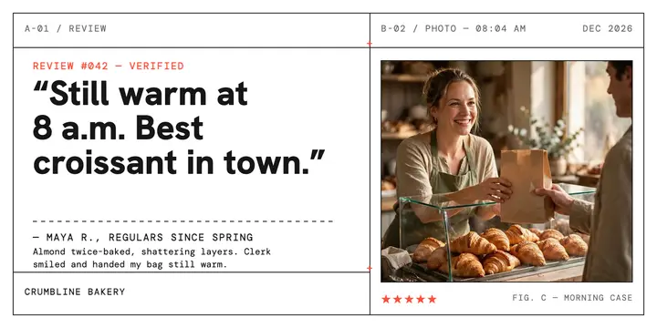 Crumbline bakery review grid post template