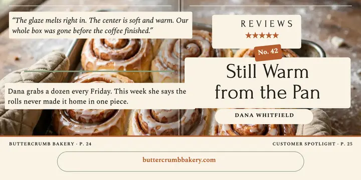 Buttercrumb cinnamon roll review spread template