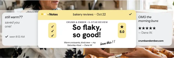 Crumb and Ember bakery review notes header template