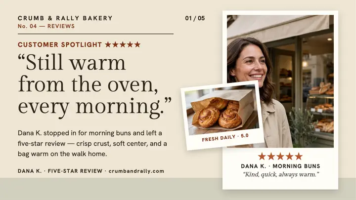 Crumb and Rally bakery spotlight review thumbnail template