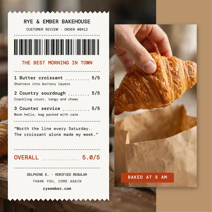 Rye & Ember Bakehouse receipt review post: bakery review post template