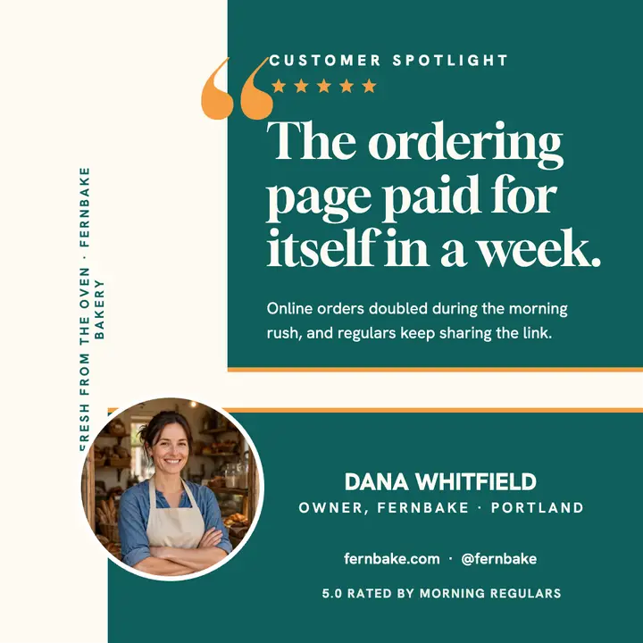 Fernbake bakery customer spotlight: bakery review post template