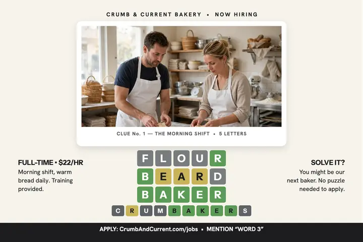 Crumb and Current baker puzzle hire template