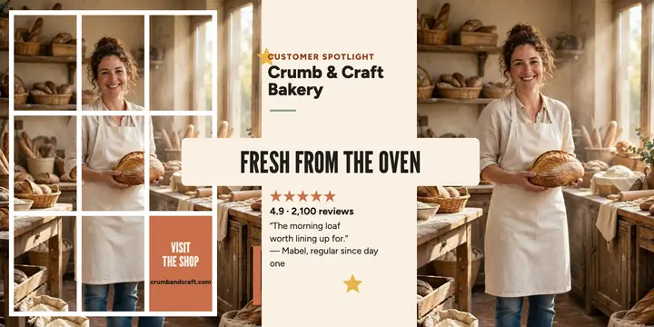 Crumb and Craft bakery spotlight grid post template