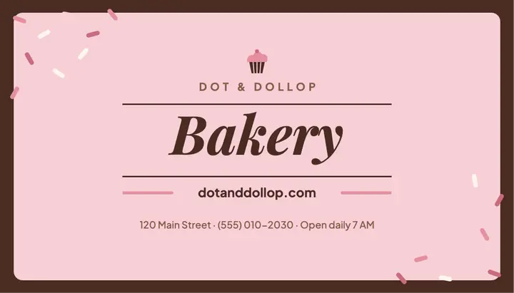 Sprinkles bakery business card template