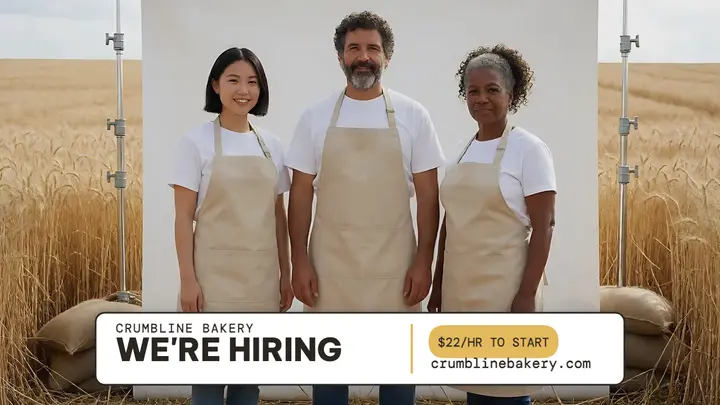 Crumbline Bakery hiring thumbnail template