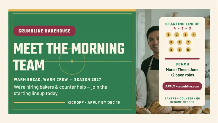 Crumbline morning team lineup thumbnail template