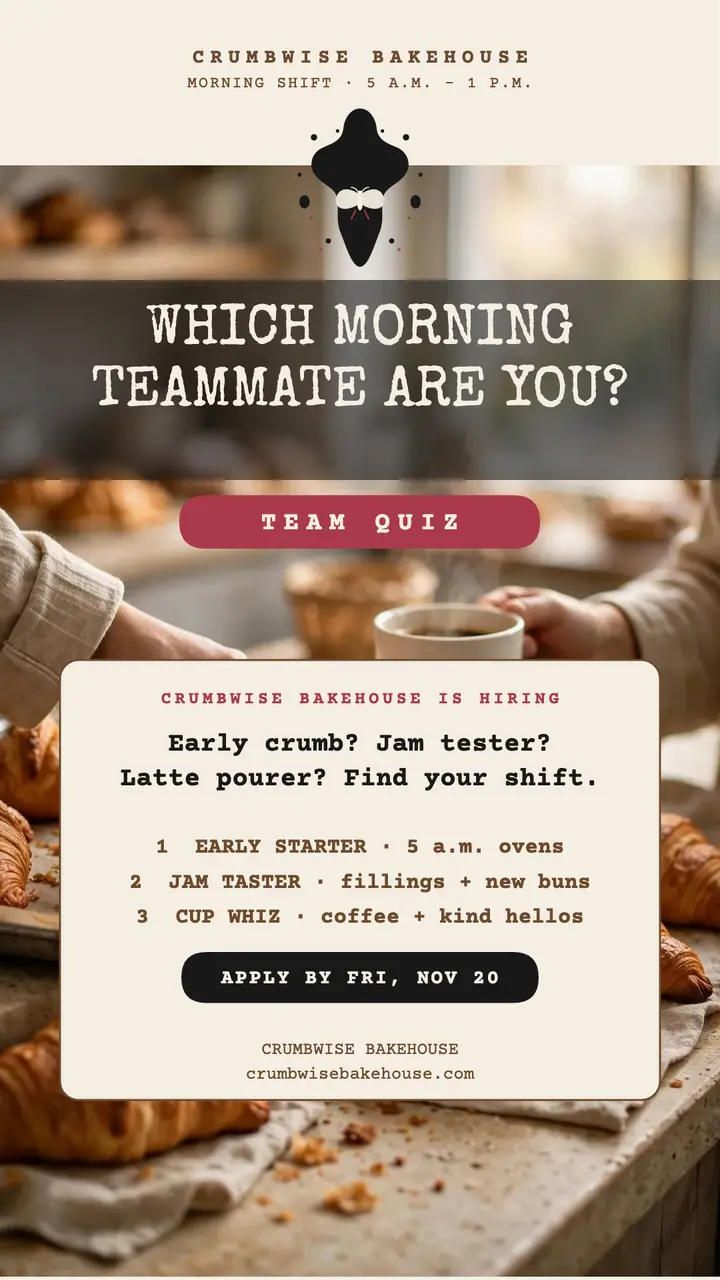 Crumbwise morning team quiz story template