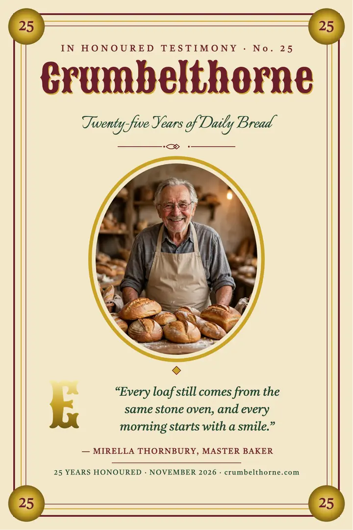 Crumbelthorne bakery spotlight illuminated poster: customer spotlight poster template