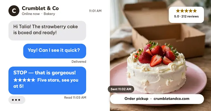 Crumblet text thread cake review post template