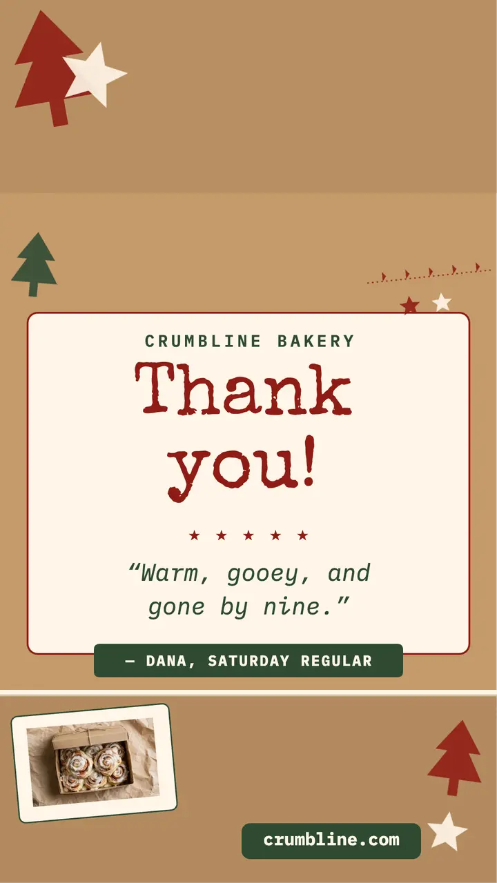 Crumbline Bakery thank you kraft story template