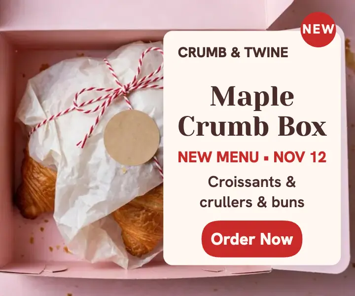 Crumb and Twine bakery box launch ad template