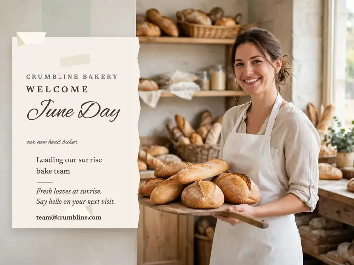 Crumbline Bakery welcome June Day slide template