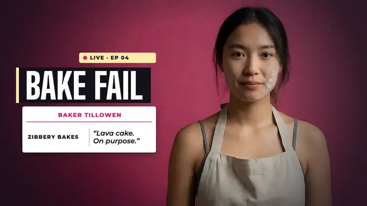 Baking fail confessional YouTube thumbnail template