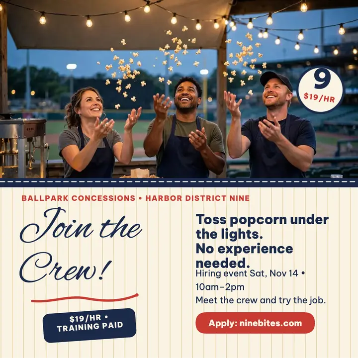 Harbor District Nine concessions crew hiring post template