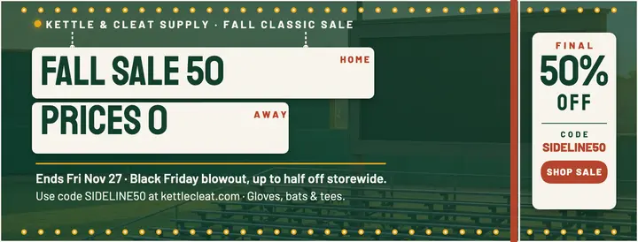 Kettle and Cleat fall scoreboard sale cover template