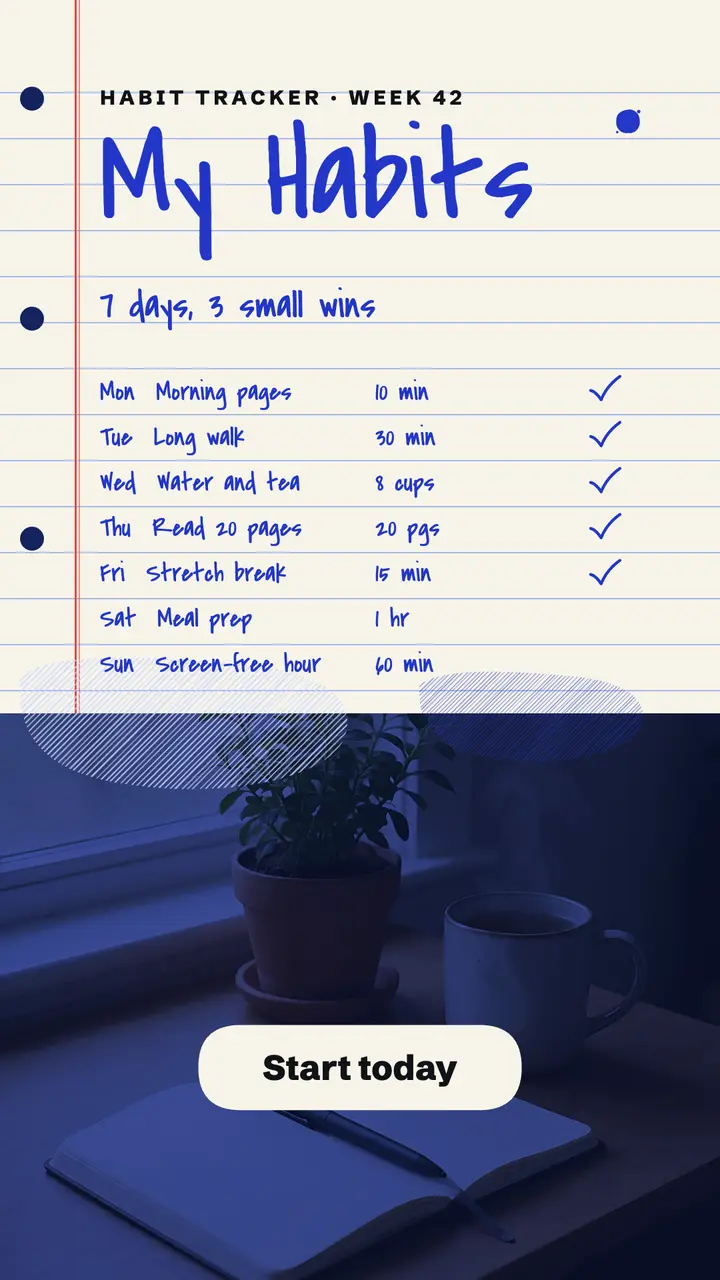 Small wins habit tracker story template