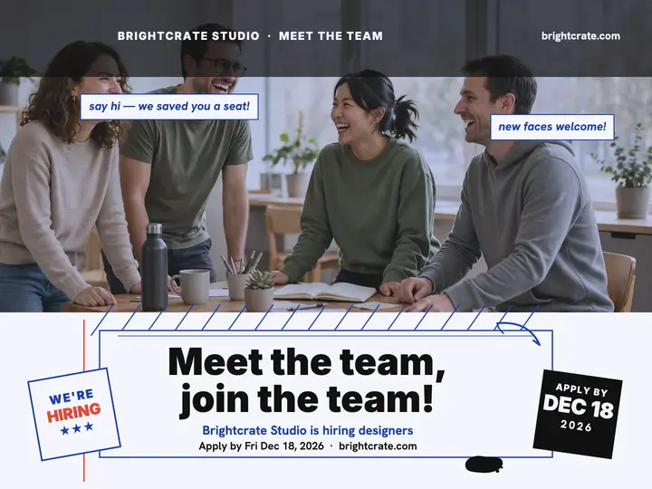 Brightcrate meet the team hiring slide: meet the team hiring slide template