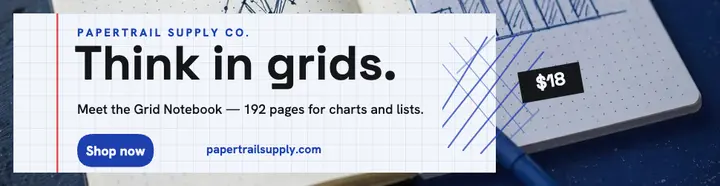 Papertrail Grid Notebook launch billboard template