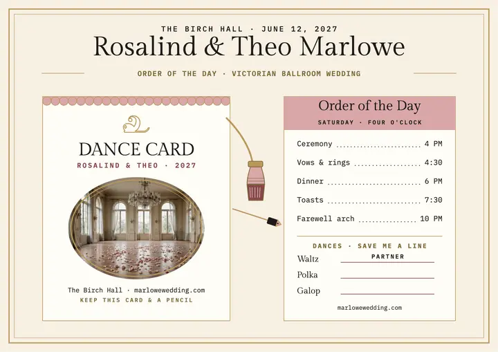 Ballroom dance card order of day template