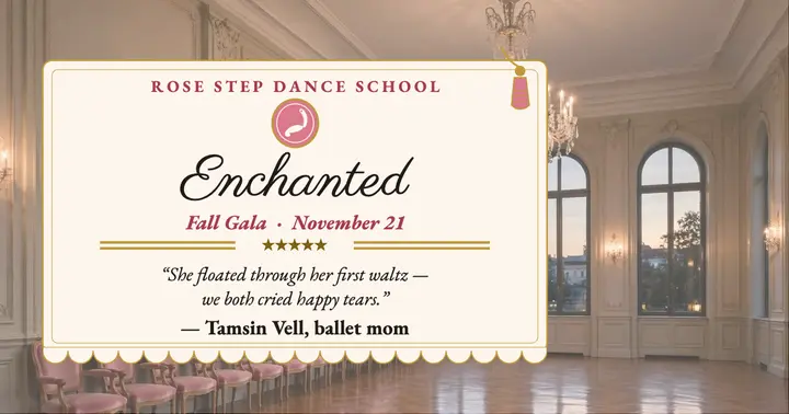 Rose Step dance card gala review template