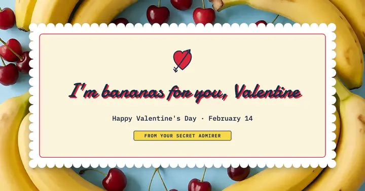 Bananas for you Valentine pun card template