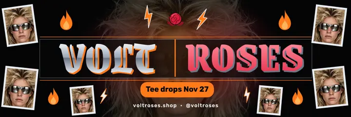 Volt Roses tee drop header, bootleg tee template