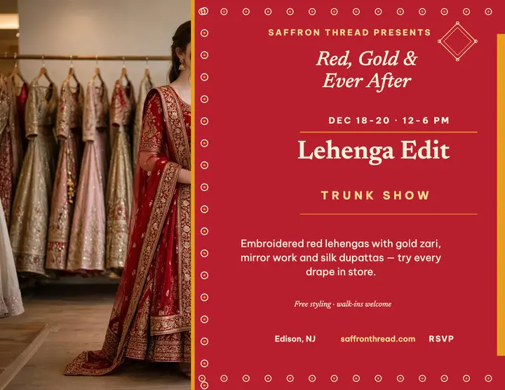 Saffron Thread lehenga trunk show flyer template